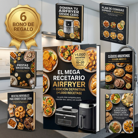 MEGA RECETARIO de AirFryer + 6 Bonos: Cociná sano, rápido y sin complicarte